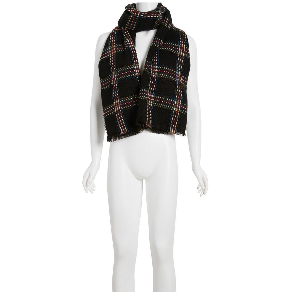 Cejon Womens Wool Blend Blanket Wrap Black O/S